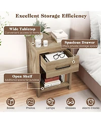 Slickblue Sleek Nightstand with Drawer and Bottom Shelf for Bedroom Organization
