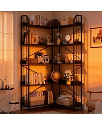 gaomon l-Shaped Corner Bookshelf, 5/-Tier Tall Bookcase, Industrial Storage Display Shelves for Living Room