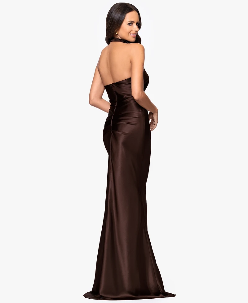 Betsy & Adam Petite Long Halter Dress