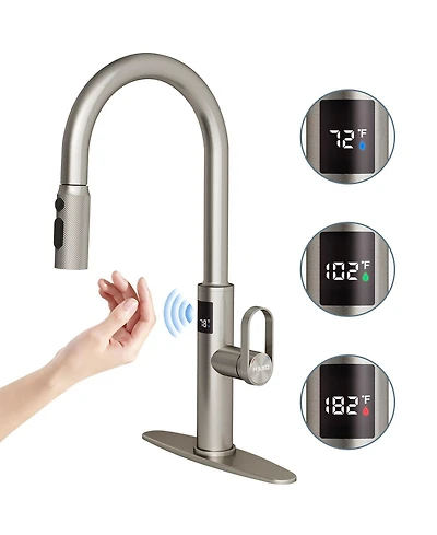 Phying 360 Swivel Touchless Kitchen Faucet Anti Rust Corrosion Resistant Sensor Sink Faucet with Automatic Sprayer