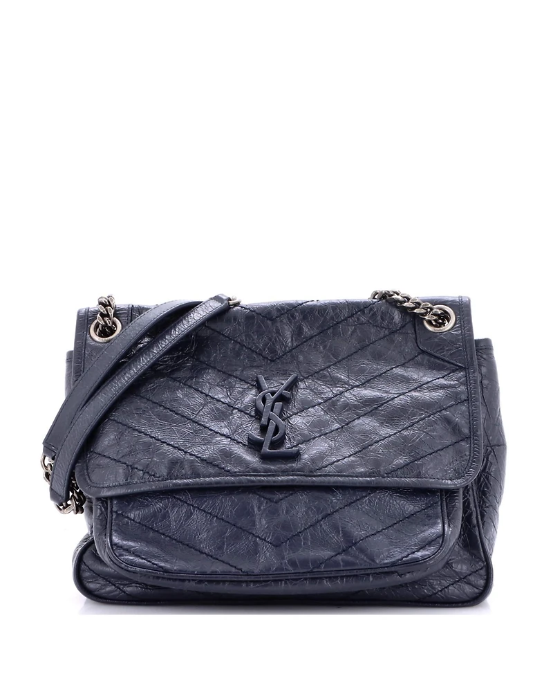 Pre-Owned Saint Laurent Medium Niki Chain Flap Bag Matelasse Chevron Leather