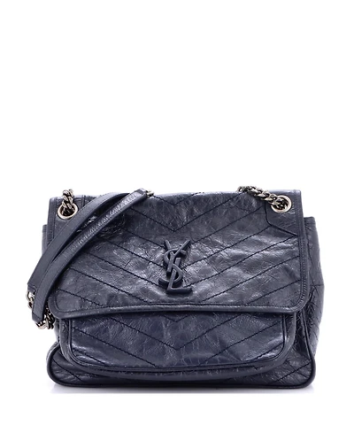 Pre-Owned Saint Laurent Medium Niki Chain Flap Bag Matelasse Chevron Leather