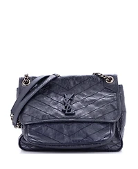 Pre-Owned Saint Laurent Medium Niki Chain Flap Bag Matelasse Chevron Leather