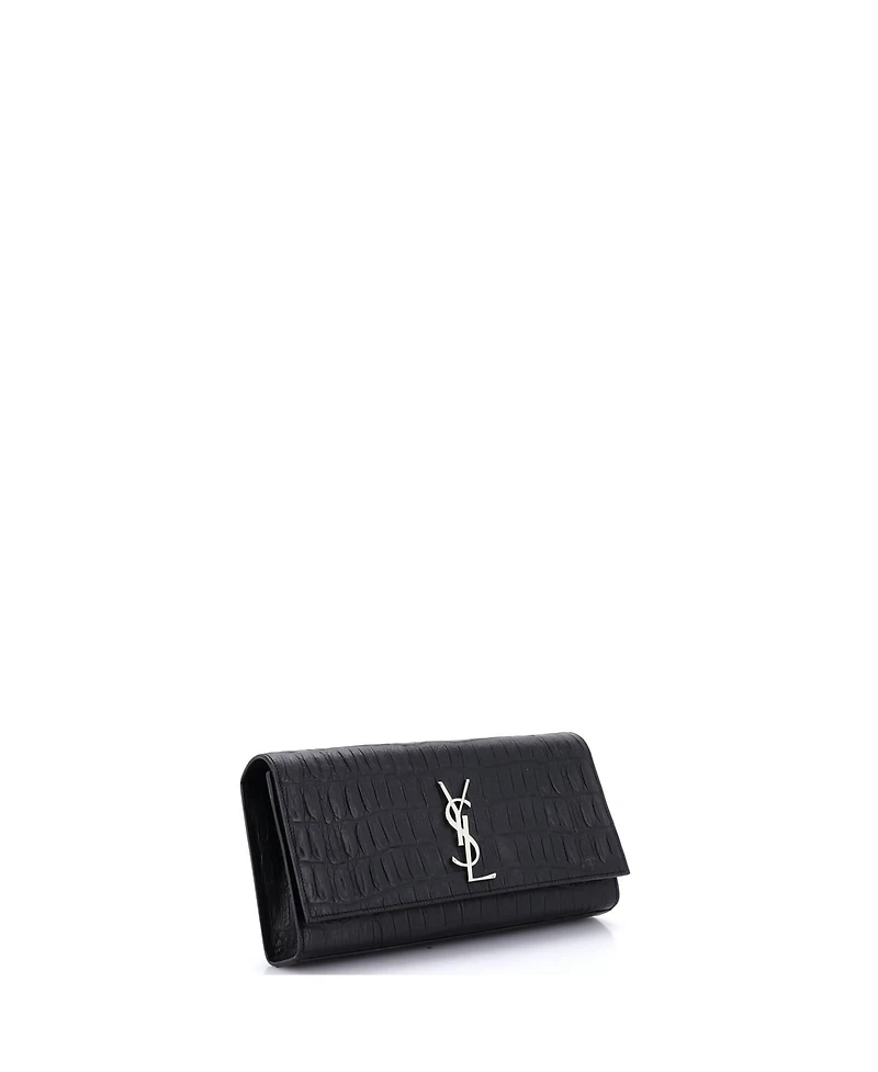 Pre-Owned Saint Laurent Long Classic Monogram Clutch Embossed Leather