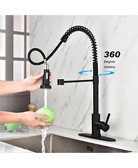 Phying 360 Degree Swivel High Arc Kitchen Faucet Single Handle Temperature Flow Control Pull Out Sprayer Faucet with Automatic