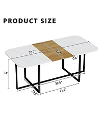 Streamdale Furniture 9 Piece Square Faux Marble Dining Set with 8 Pu Leather Chairs