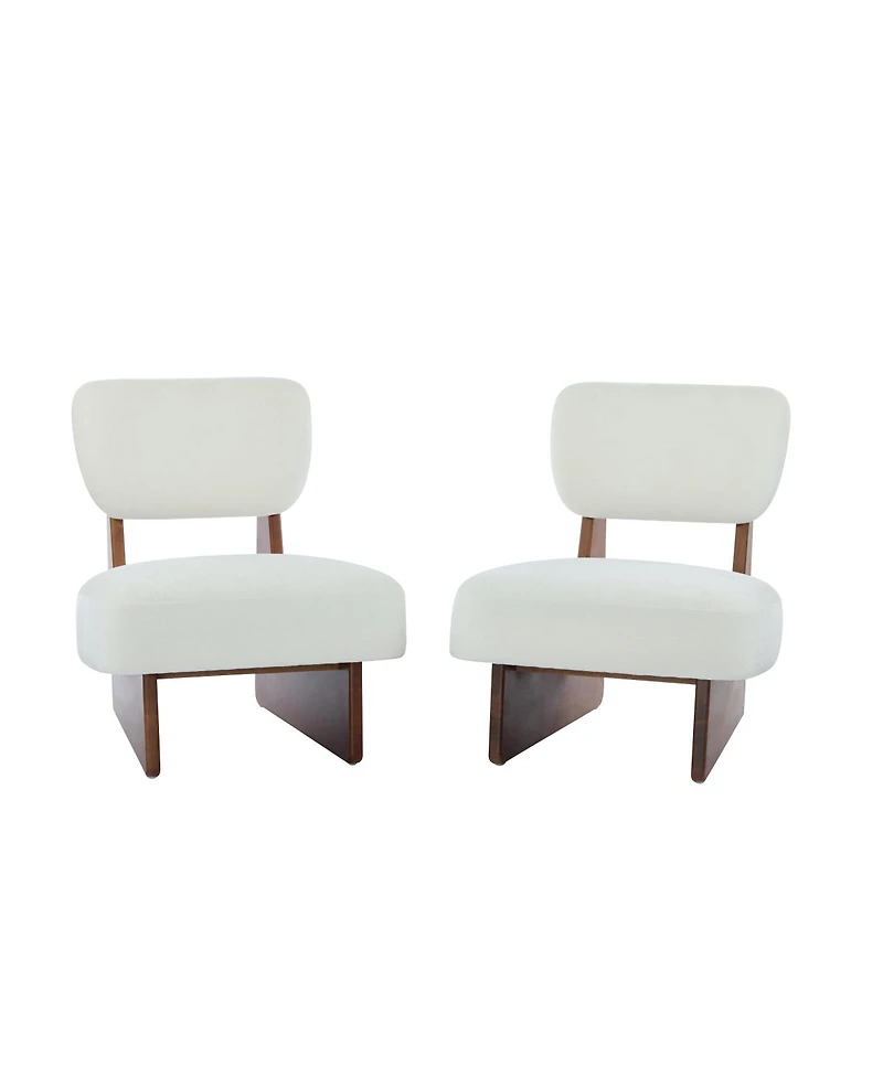 Streamdale Furniture Streamdale Modern Beige Lounge Chair, Wood Base, Walnut Finish