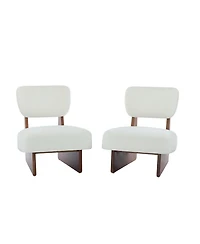 Streamdale Furniture Streamdale Modern Beige Lounge Chair, Wood Base, Walnut Finish