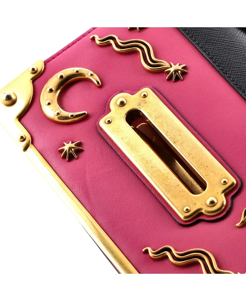 Pre-Owned Prada Small Cahier Crossbody Bag Embellished Leather