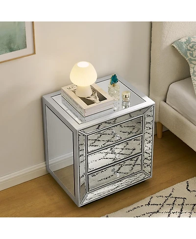 Streamdale Furniture Three drawer cabinet with bead mirror finish