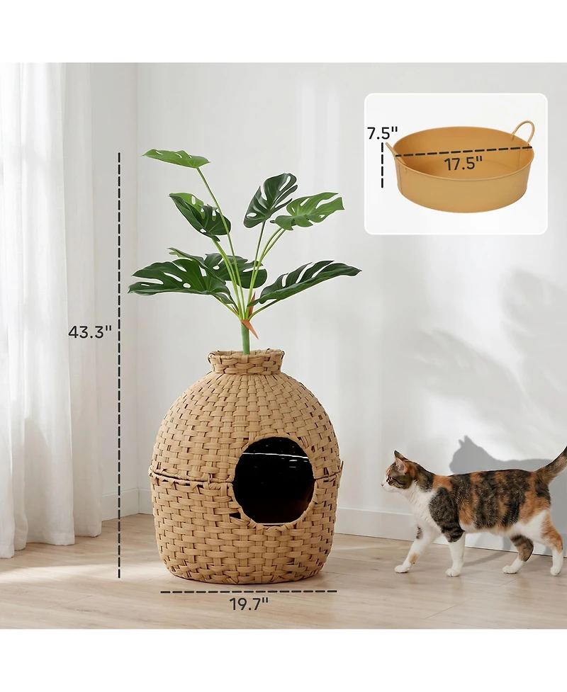 PawHut Hidden Cat Litter Box Enclosure Decorative Rat Cat Litter Box
