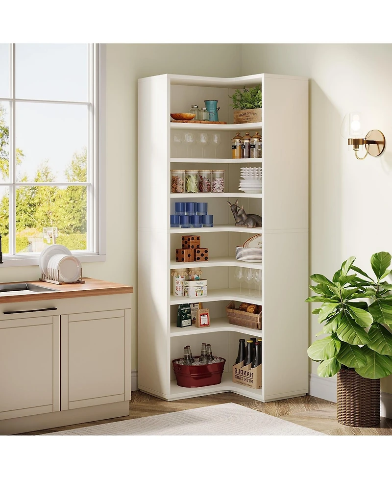 Slickblue L Shaped Corner Bookcase with 9 Tier Storage and Display Shelves