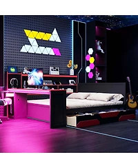 Streamdale Furniture Gaming Daybed with Desk, Storage, Lights and Charging Station