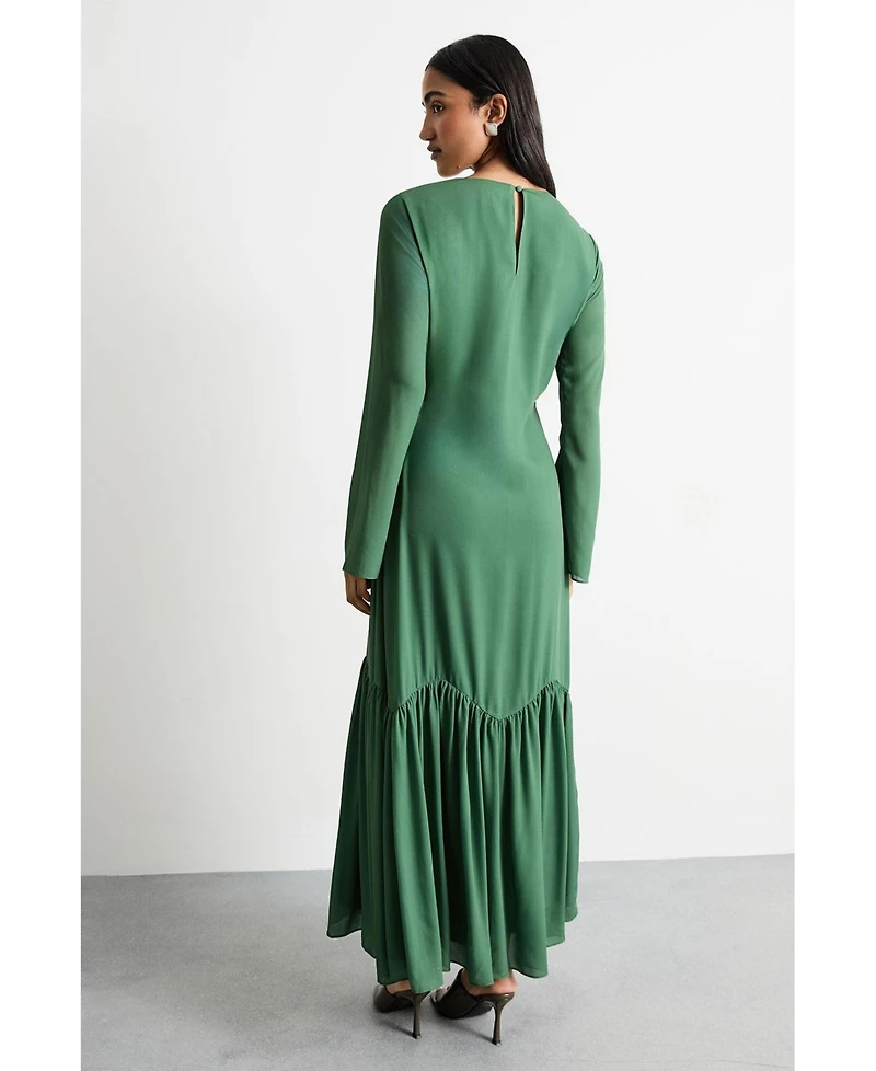Warehouse Women's Chiffon Placement Print Midaxi Dress