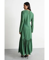 Warehouse Women's Chiffon Placement Print Midaxi Dress