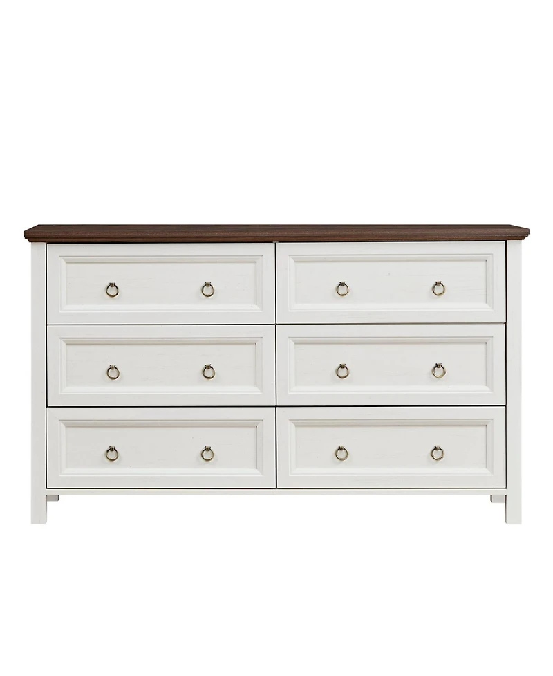 Rainsken Farmhouse 6 Drawers Dresser for Bedroom, Wood Rustic Dresser Tv Stand, for Bedroom, Living Room,Hallway
