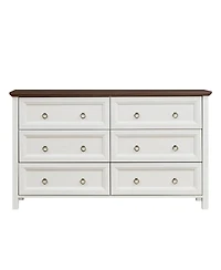 Rainsken Farmhouse 6 Drawers Dresser for Bedroom, Wood Rustic Dresser Tv Stand, for Bedroom, Living Room,Hallway