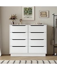 Rainsken 8 Drawer Dresser, with Hollow Handles Design, Large Capacity Clothing Storage Cabinet, for Bedroom, Living Room, Hallway
