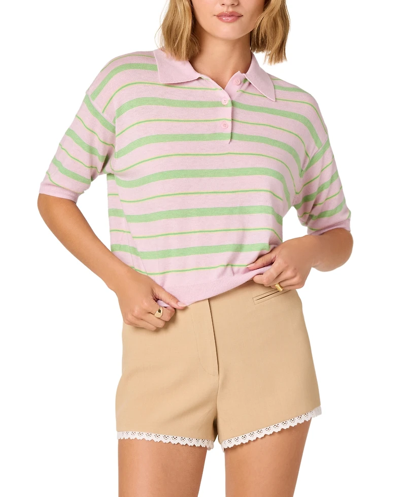 Astr the Label Women's Short-Sleeve Collared Sweater