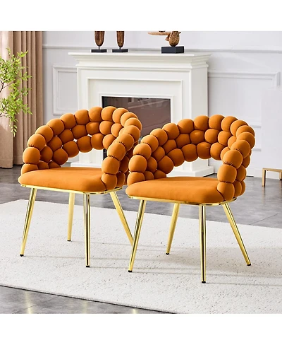 Streamdale Furniture Set of 2 Velvet Bubble Chairs with Legs, Modern Accent Chairs