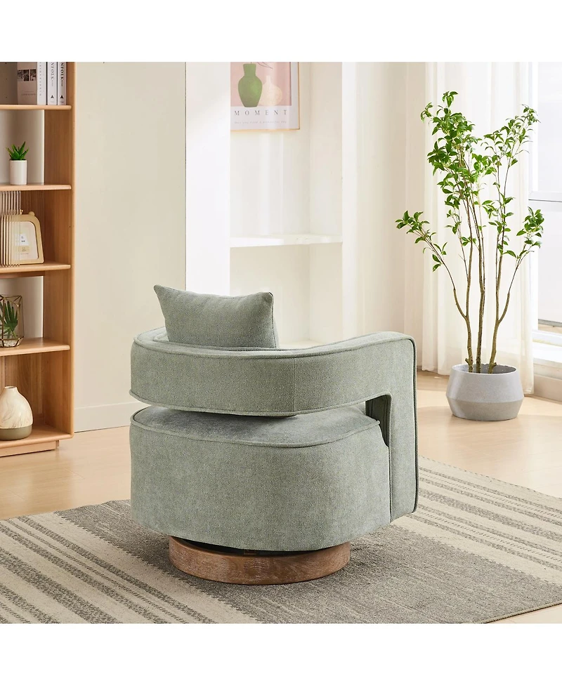 Streamdale Modern Swivel Accent Chair with Weathered Base