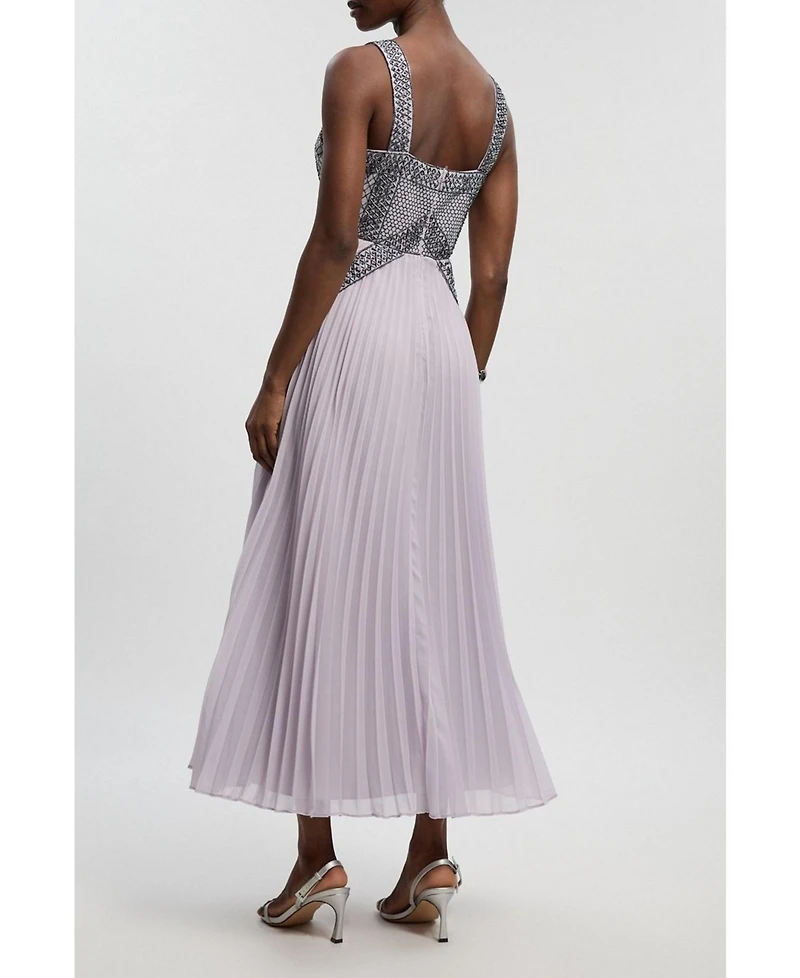 Karen Millen Petite Embellished Pleated Midi Dress