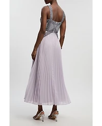 Karen Millen Petite Embellished Pleated Midi Dress