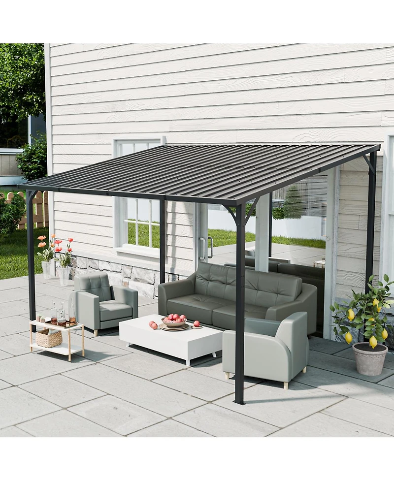 Streamdale Furniture Galvanized Steel Wall-Mounted Outdoor Pergola