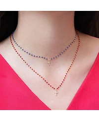 The Lovery Enamel Bead Cross Necklace 14K Gold-Plated Sterling Silver