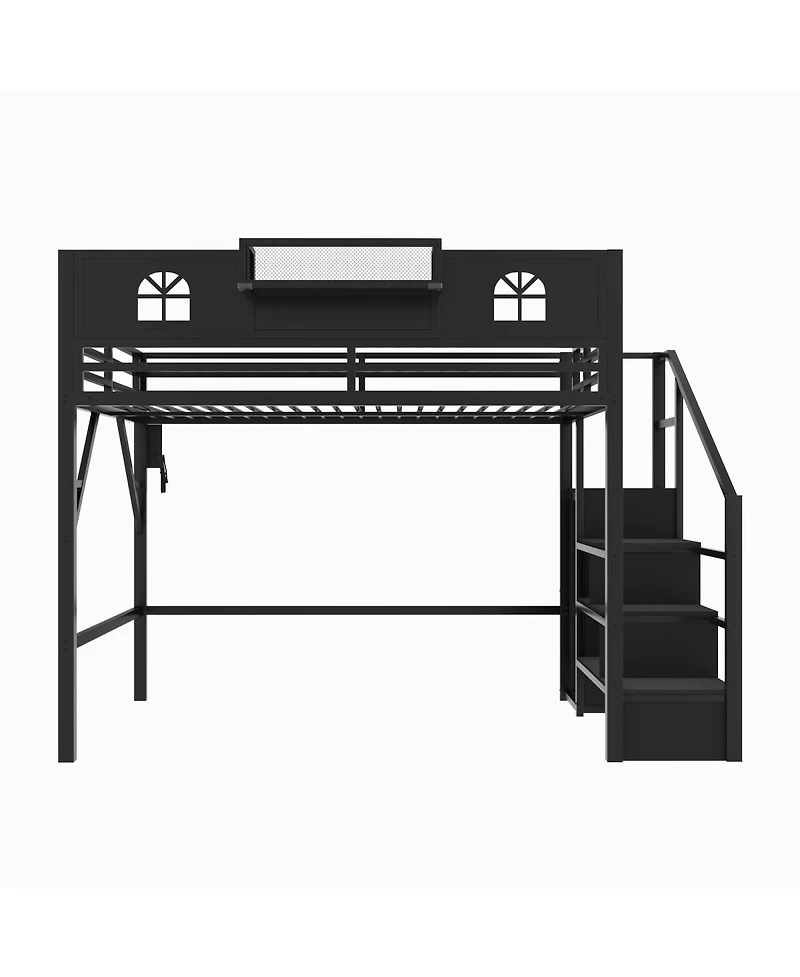 Streamdale Furniture Loft Bed with Stairs and Wardrobe