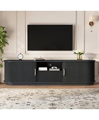Streamdale Furniture Rustic Farmhouse Tv Stand Sliding Doors and Drawer