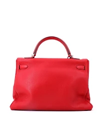 Pre-Owned HERMES Kelly 35 Handbag Red Clemence with Palladium Hardware