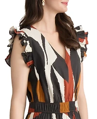 Jones New York Women's Ruffle-Sleeve Double Elastic Waistband Midi Dress