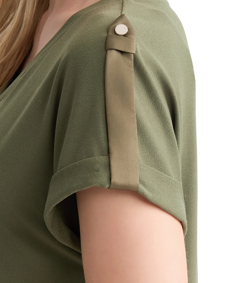 Jones New York Women's Roll Cuff Tab T-Shirt