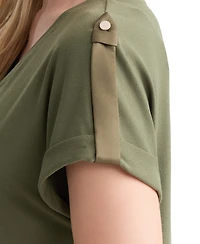 Jones New York Women's Roll Cuff Tab T-Shirt
