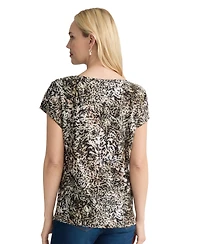 Jones New York Women's Boat Neck Extended Shoulder Top