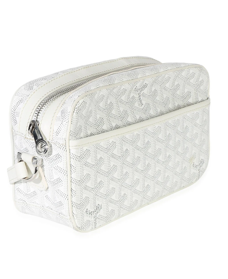 Pre-Owned Goyard White Goyardine Heart Canvas Sac Cap Vertn Pm
