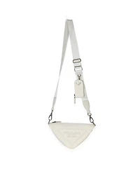 Pre-Owned Prada White Raffia Effect Crochet Triangle Shoulder Bag