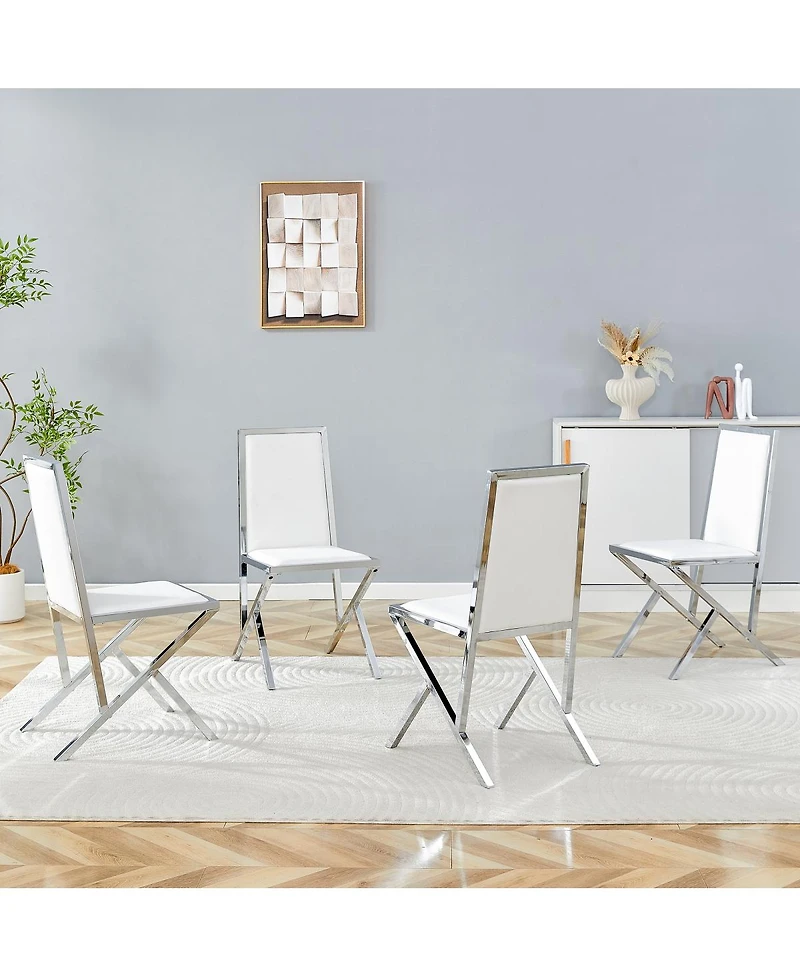 Streamdale Furniture 4 Pack metal framed Pu dining chairs, ergonomic, simple and luxurious