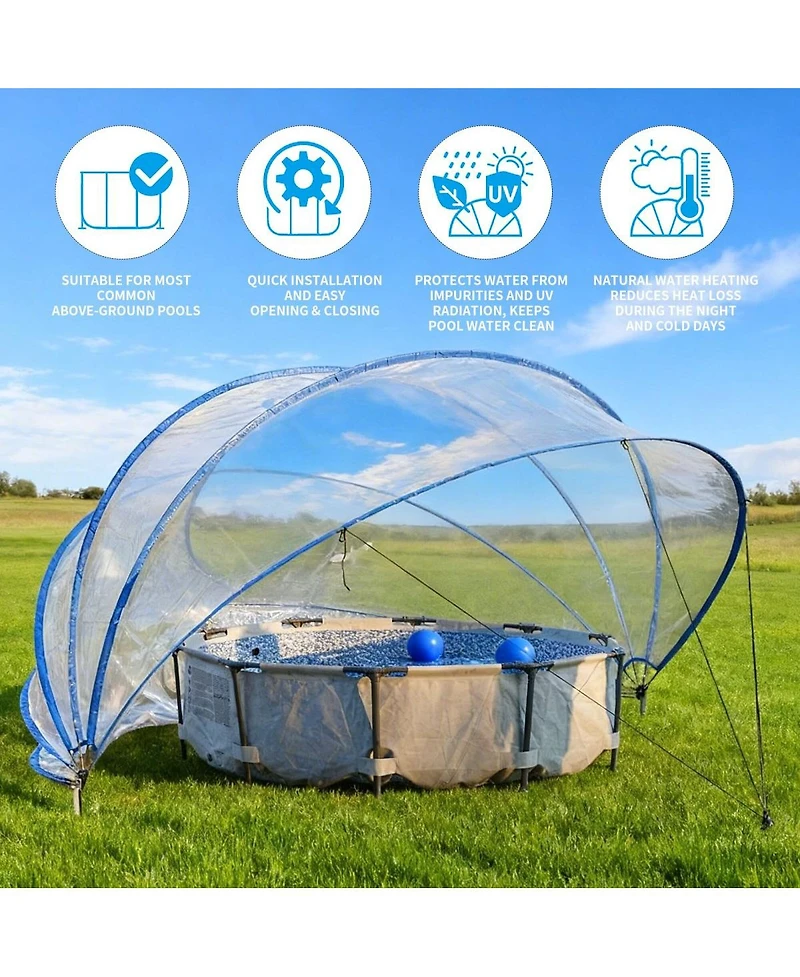 Streamdale Furniture 16feet Retractable Pool Cover and Fiberglass Rod Pool Fence Set