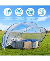 Streamdale Furniture 16feet Retractable Pool Cover and Fiberglass Rod Pool Fence Set