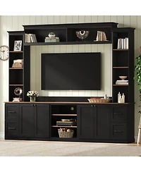Streamdale Furniture 4-in-1 Farmhouse Tv Stand with Bookshelf for TVs Up to 70"