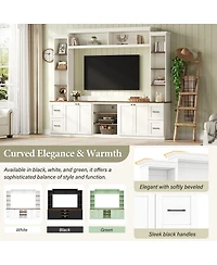 Streamdale Furniture 4-in-1 Farmhouse Tv Stand with Bookshelf for TVs Up to 70"