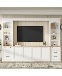 Streamdale Furniture Farmhouse Arched 106" Entertainment Center with Bookshelves