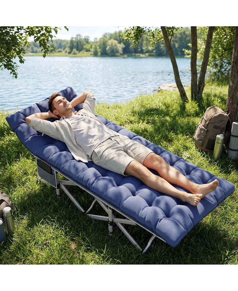 Sugift Folding Camping Cot with Removable Cotton Mattress for Office, Home and Beach, 600 lbs