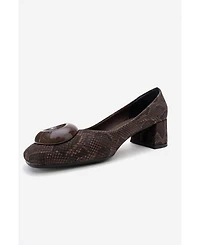 Prologue Shoes Women's Mila Buckle Square Toe Block Heel Pump