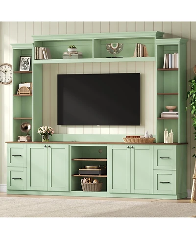 Streamdale Furniture 4-in-1 Farmhouse Tv Stand with Bookshelf for TVs Up to 70