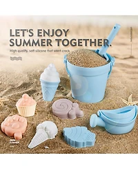 Gnuadz Silicone Beach Toys Bucket Watering Can Shovel Sand Molds