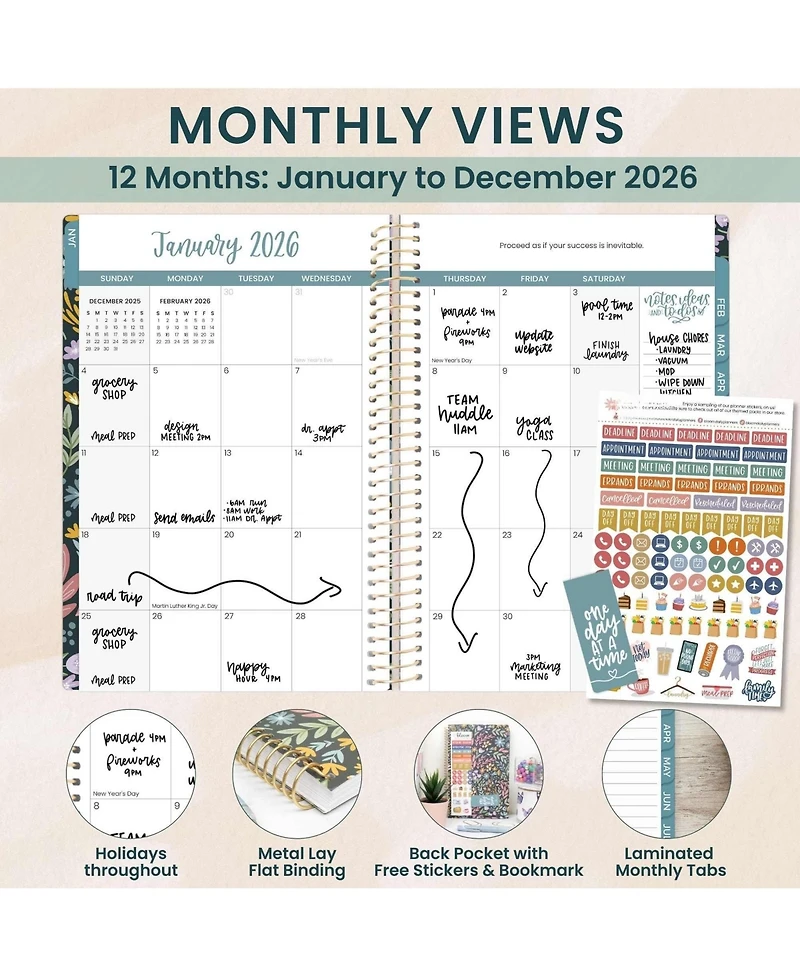 Gnuadz 2026 Planner Weekly Monthly Agenda Stickers Bookmark