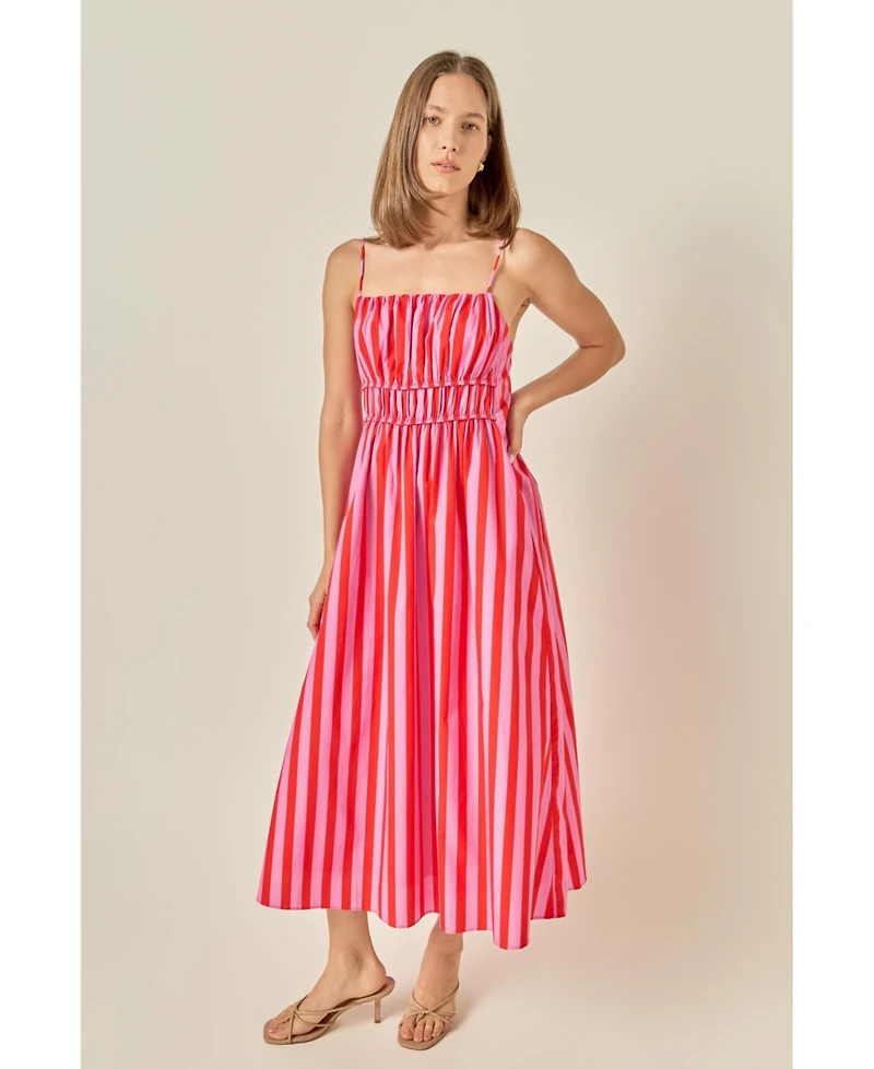 English Factory Women's Stripe Sleeveless Maxi Dress